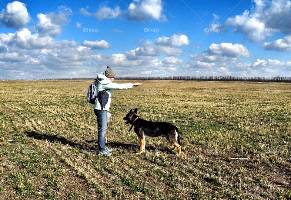 My wife is training my dad's dog. 