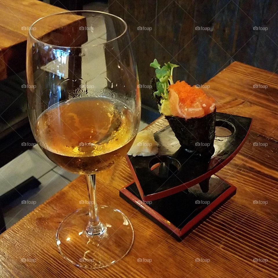 sushi dinner and wine