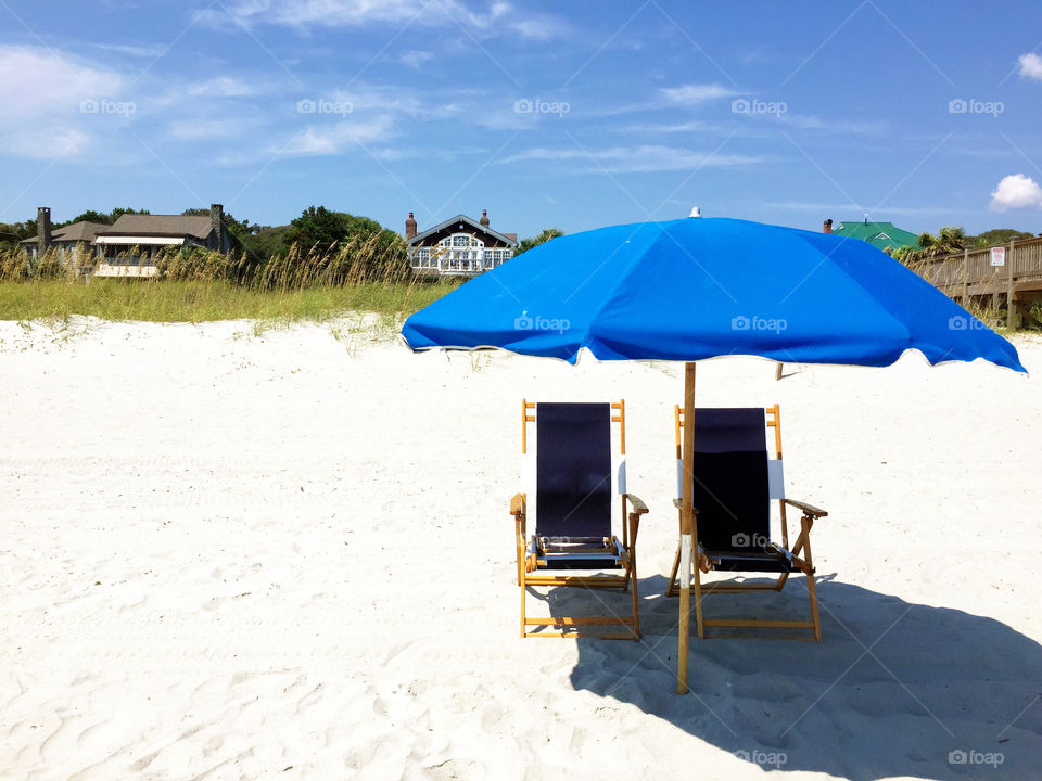 Beach chairs.