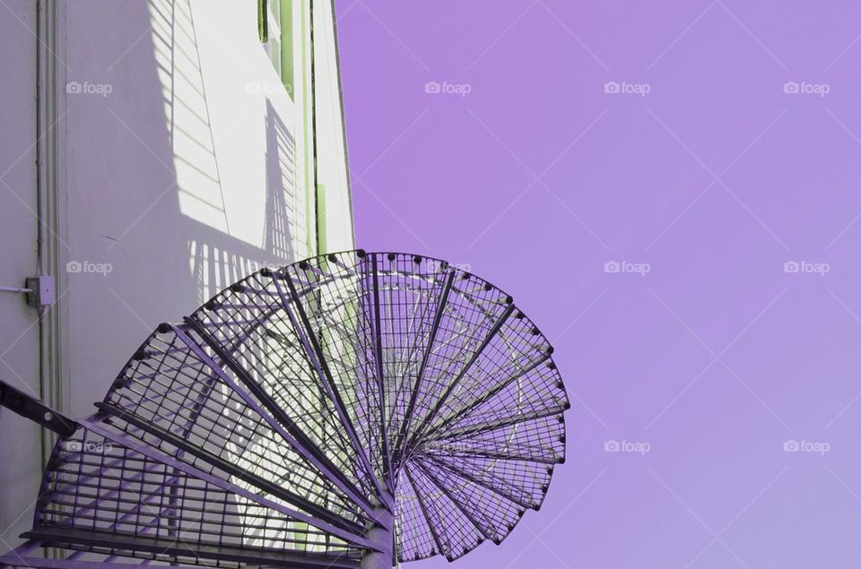 Spiral staircase against clear sky