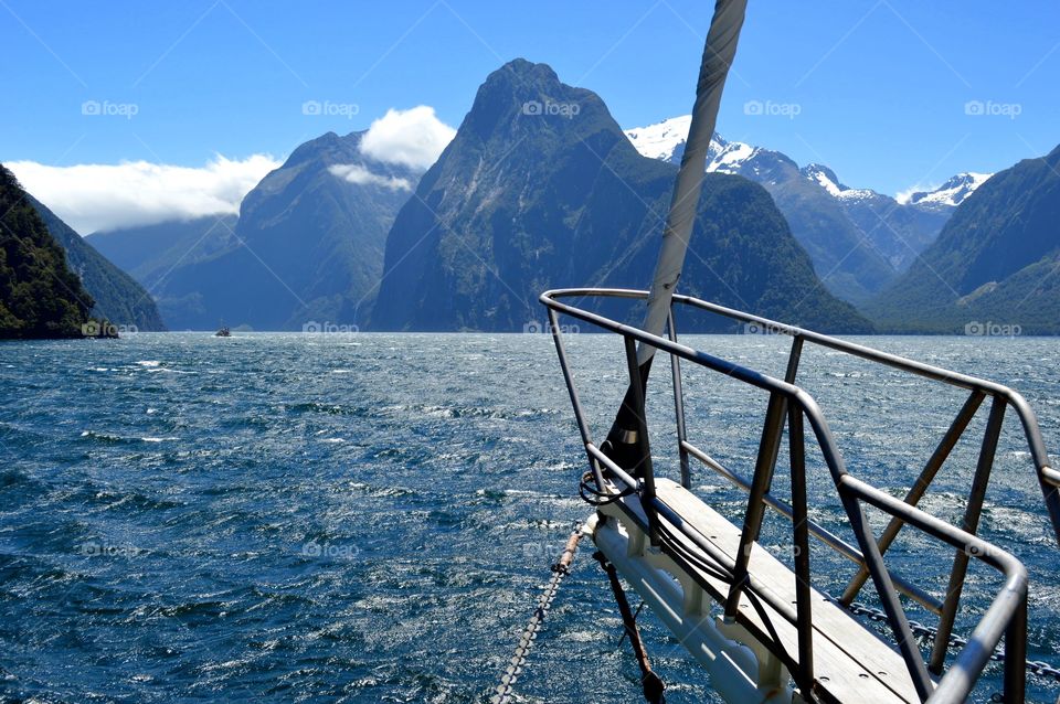 Sailing into Milford Sound, New Zealand