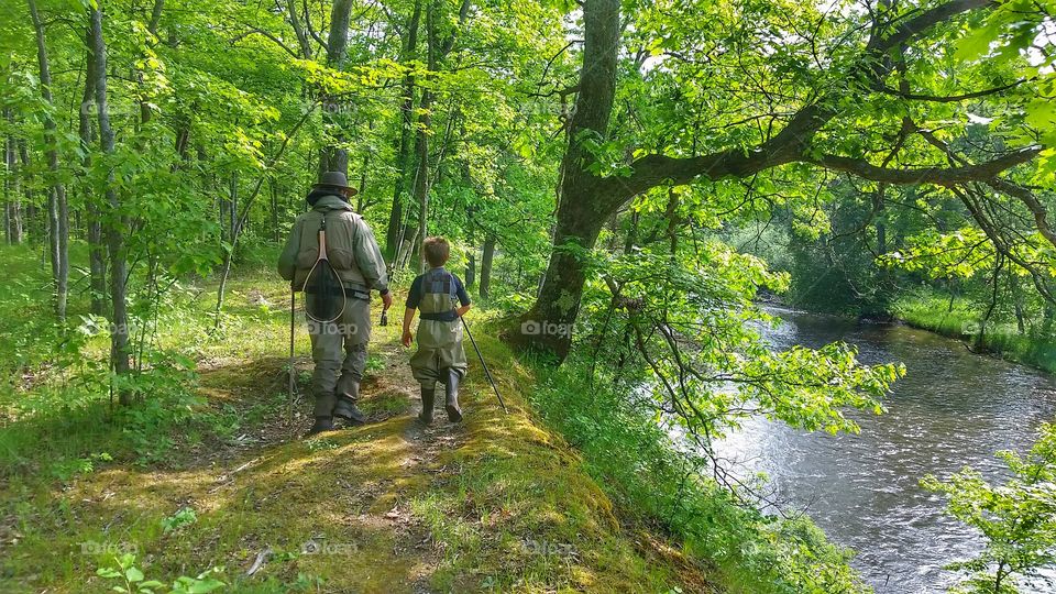 hiking to the fishing spot