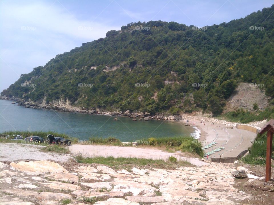 "Beach of pebbles". A little beach surrounded by a natural park in the town of Minturno, Lazio, Italy.