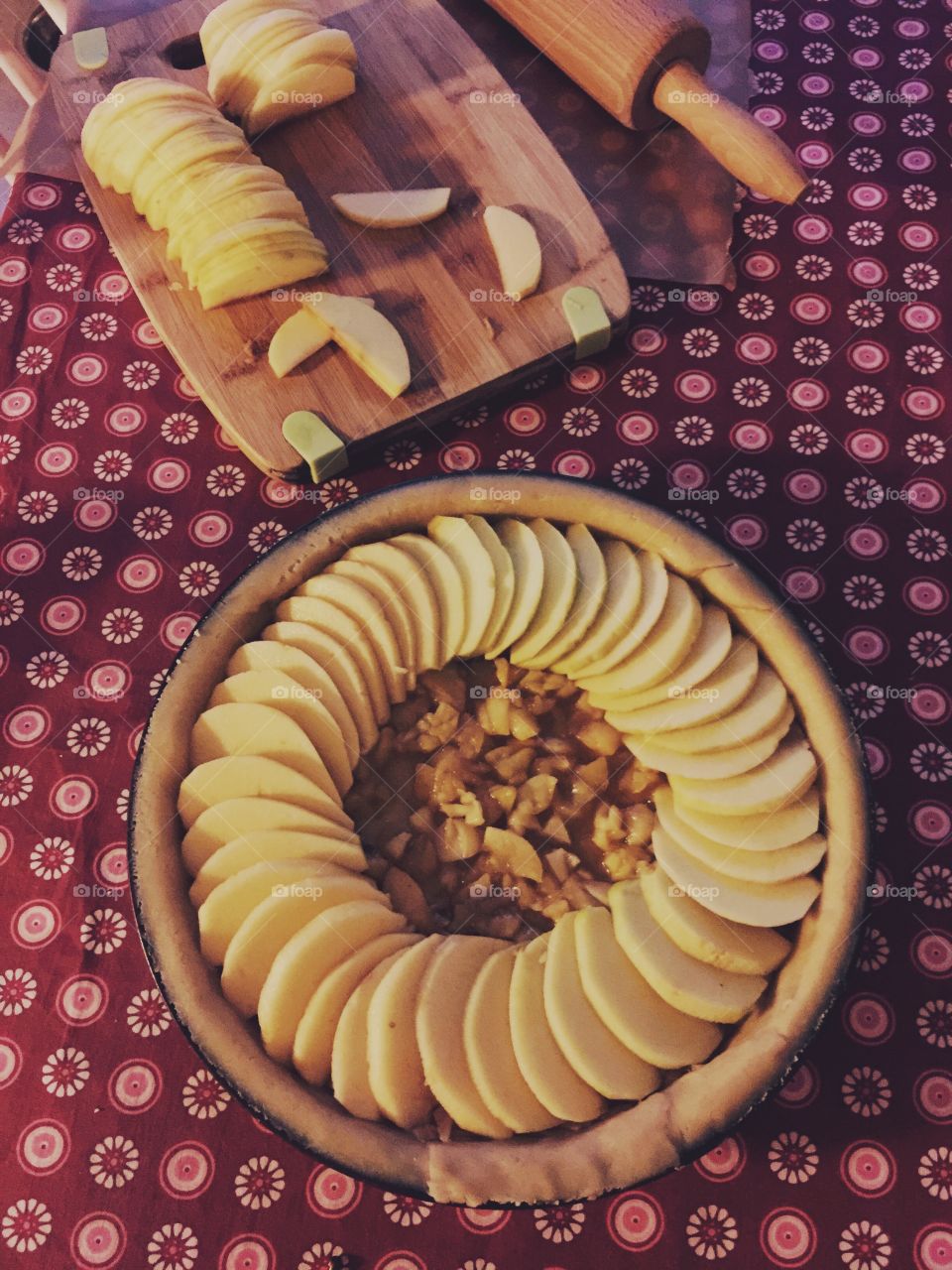 Making a pie. Process of making an apple tart