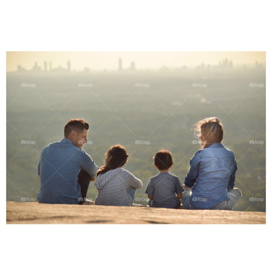 Man, People, Child, Landscape, Sunset