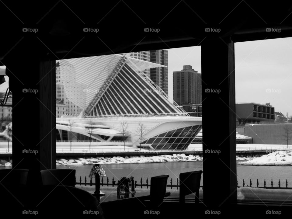 Architecture. Window View of the Milwaukee Art Museum