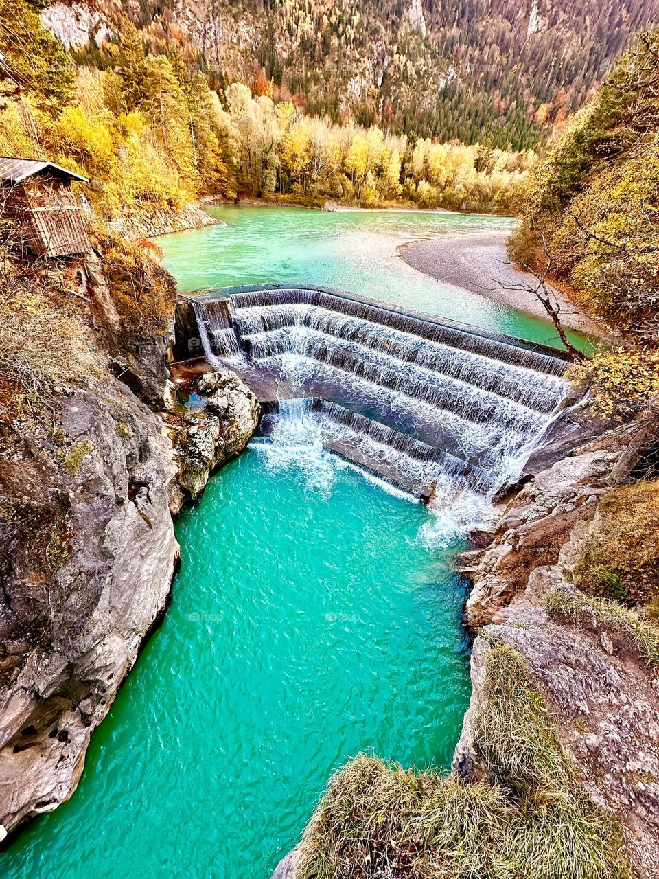 Bright and colorful boost waterfall adventure 