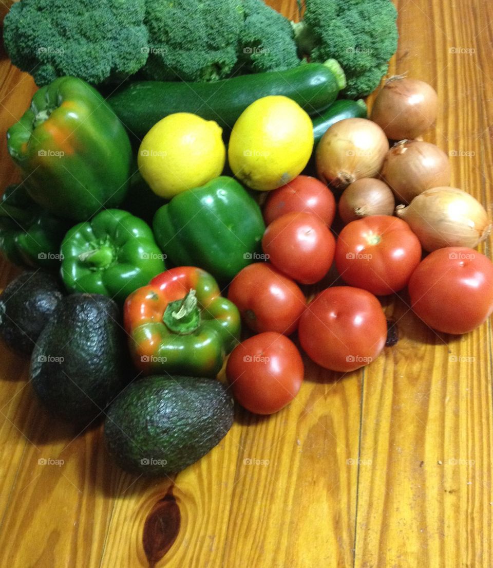 Kitchen bench vegetables 