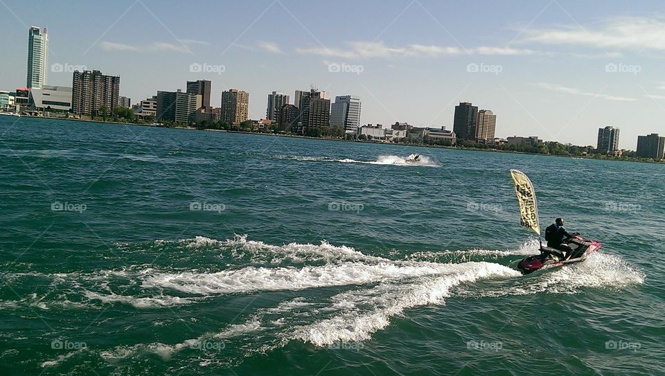 jet skis on the Detroit River. road trip to the Motor City! 