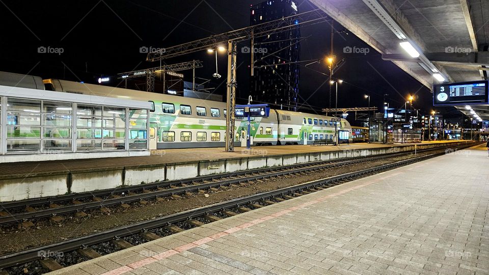 Finnish VR train at Tikkurila station in Vantaa Finland