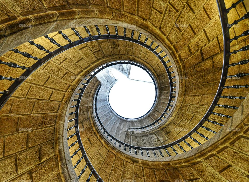 Triple Spiral Staircase, Museum of Galician People. Triple Spiral Staircase (view from the bottom)