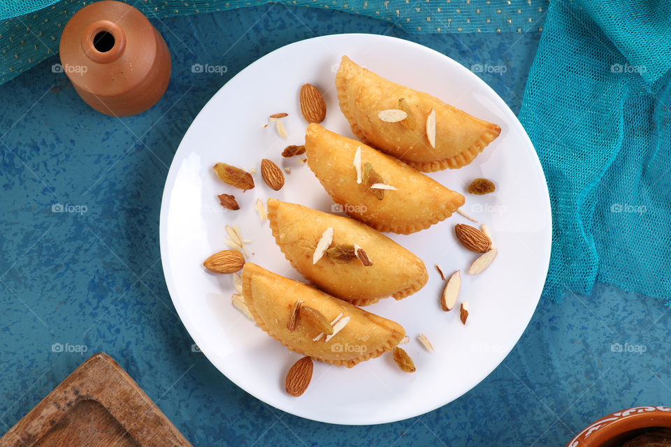 Gujiya - Indian traditional sweet dumplings made during the Holi festival