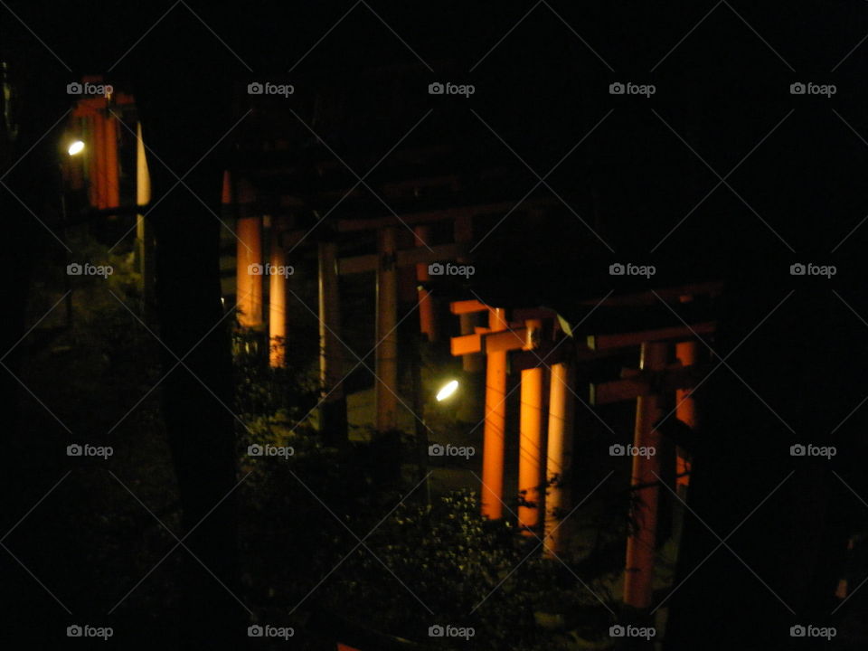 Shrine torii gates from the side