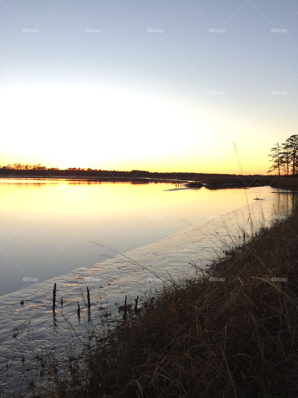 River at sunset 