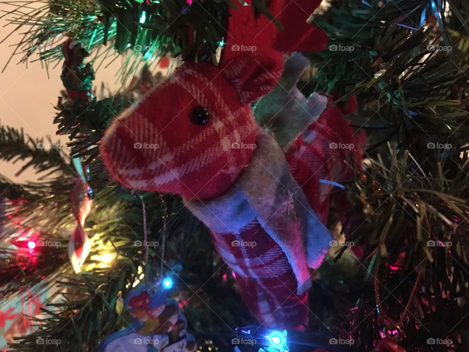 Christmas plaid reindeer ornament 