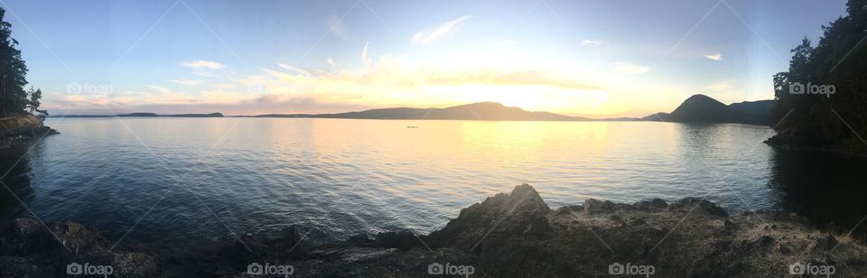 Summer sunset in the San Juan Islands, Washington State.