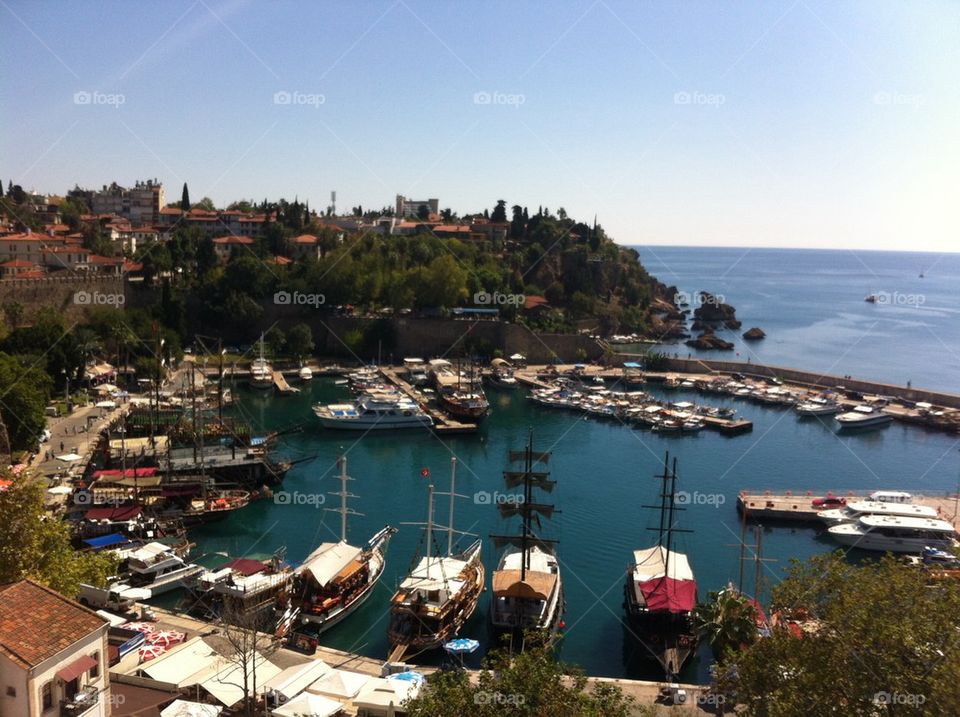 seaside view from a cliff in Antalya oldtown