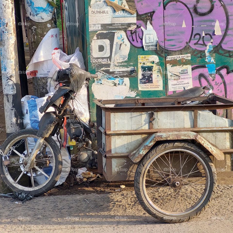 a modified motorcycle for transporting goods
