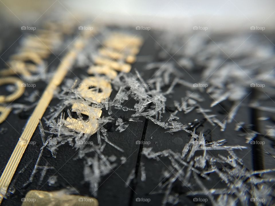 Snowflakes on the camera lens