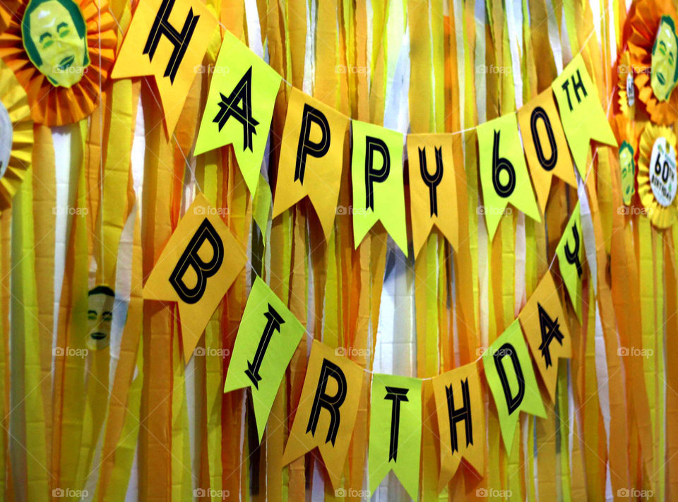 yellow birthday party banner