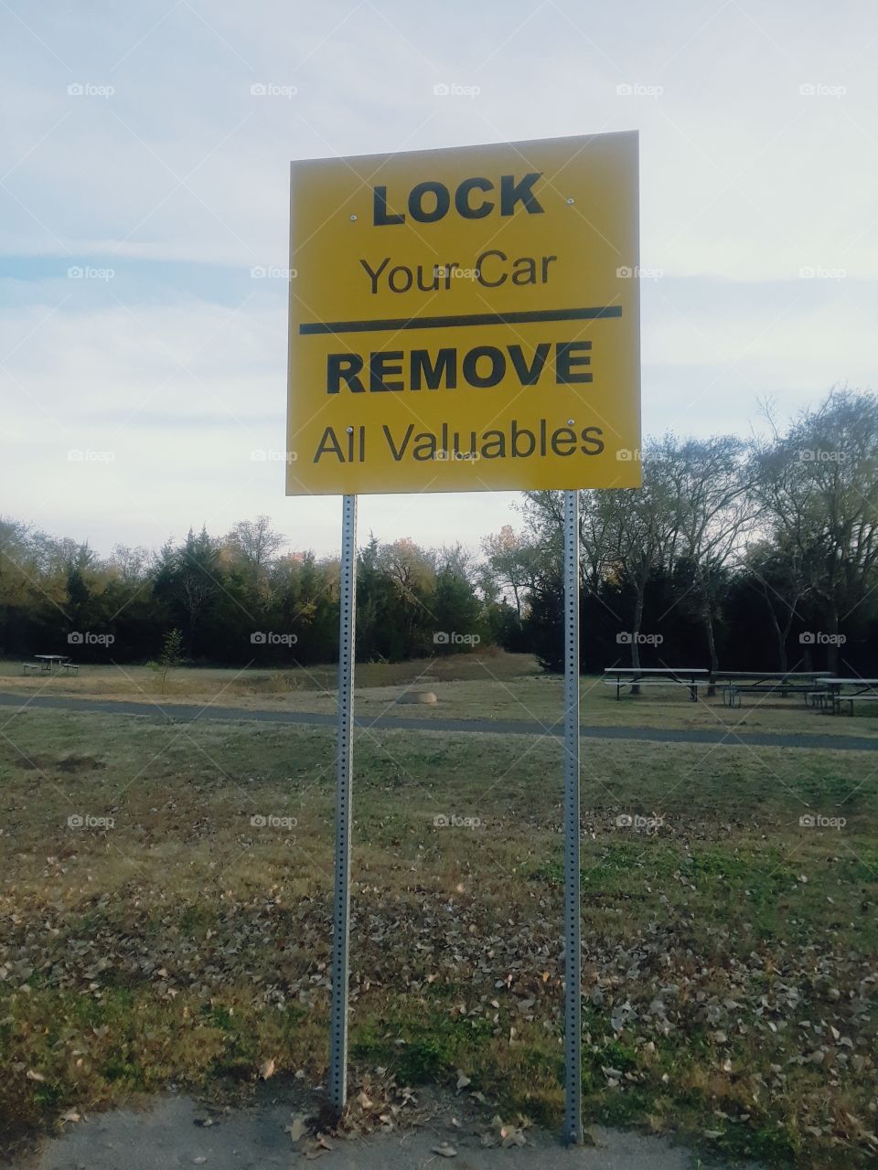 Lock Your Car Sign At The Park