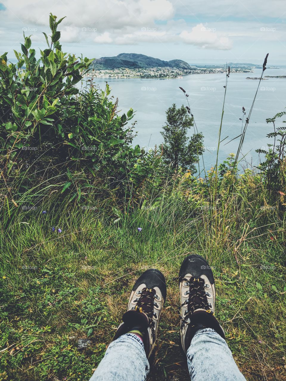 Feet view in mountains 