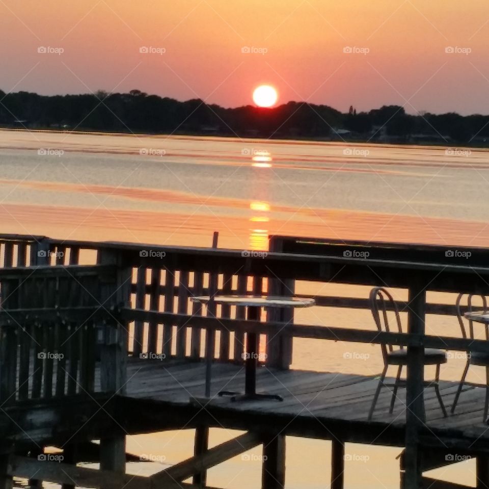 sunset over the lake