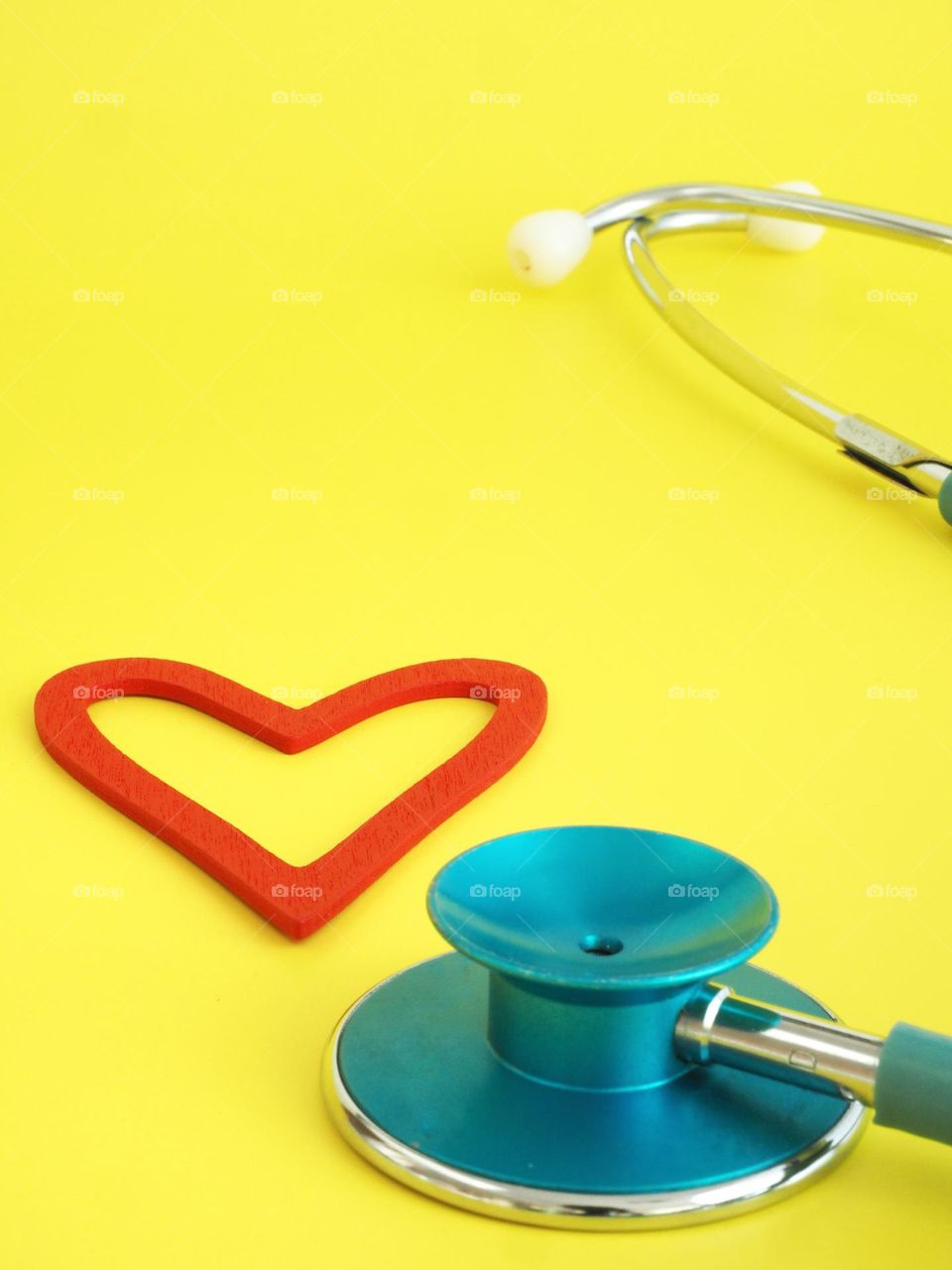 Blue stethoscope and Red heart