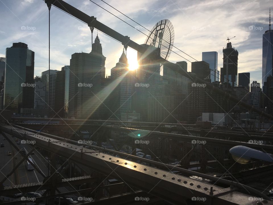 Sunset NYC Brooklyn Bridge