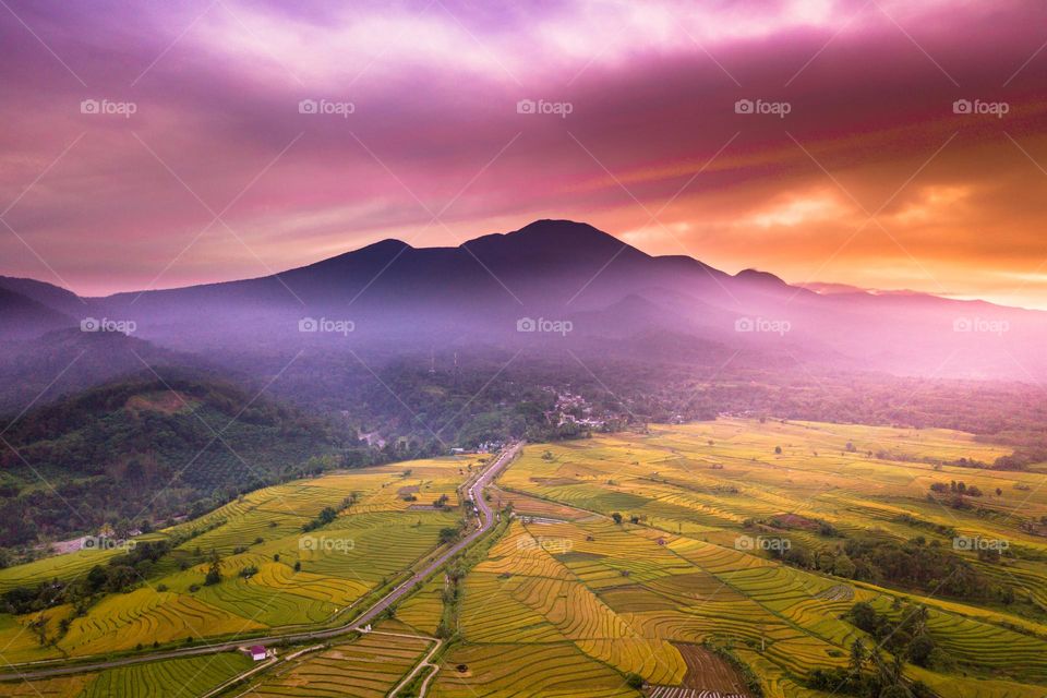 Mountain range with sunrise in the morning