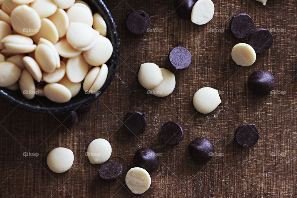 A chocolate chips on table