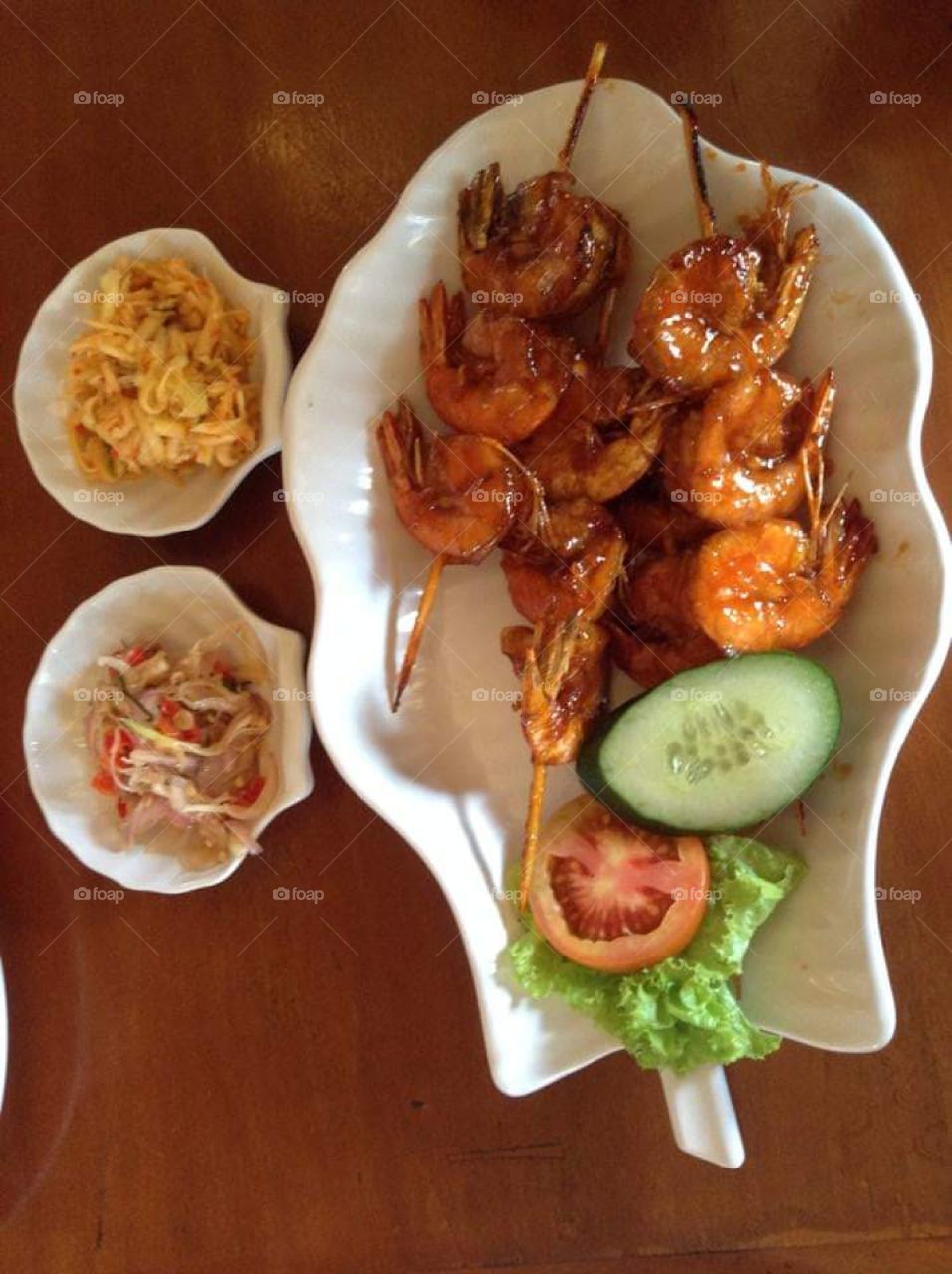 Shrimp satay and sambal