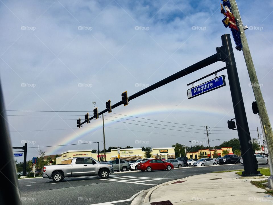 Rainbow over traffic lights 🌈