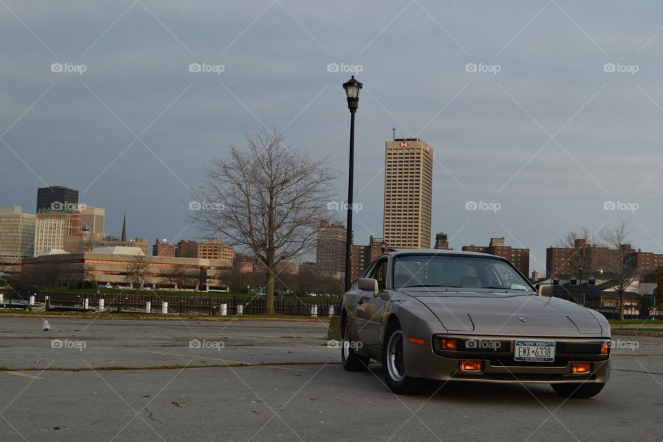 Porsche 944. Buffalo backdrop on a Porsche 944