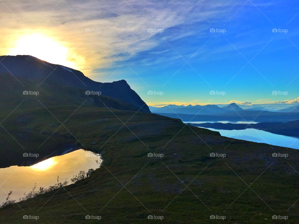 Sunset over Narvik - from mountain view 