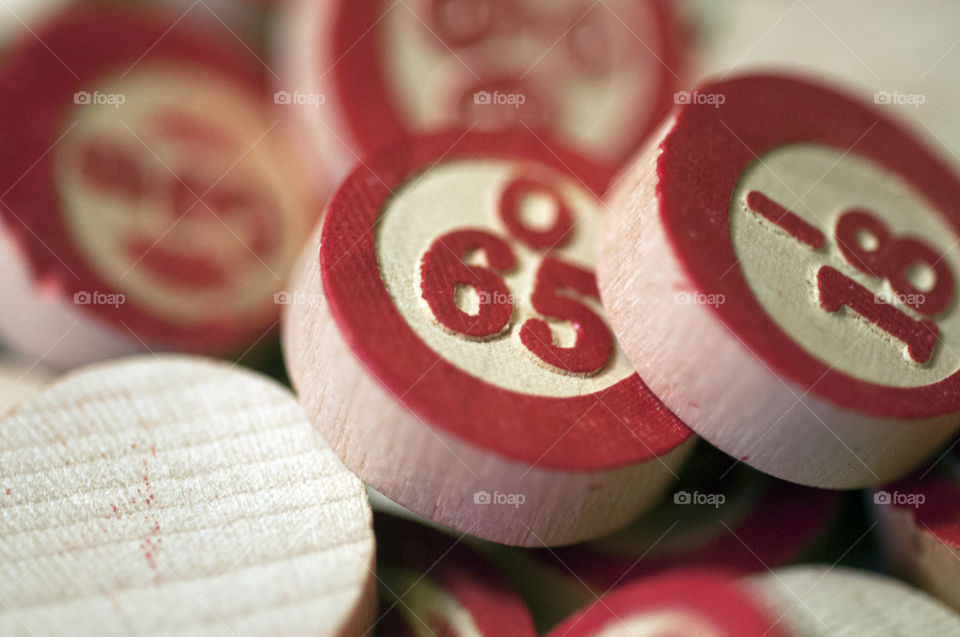 Close-Up of Bingo Chips