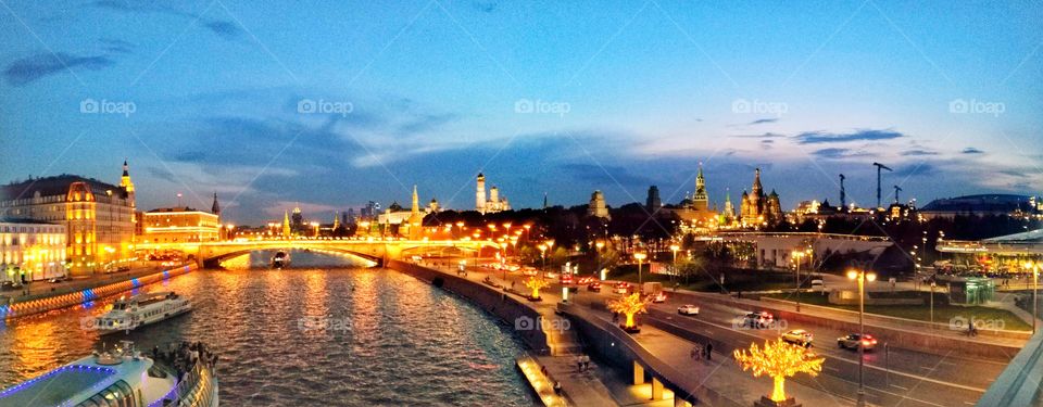 Panorama Of Moscow. Bright fire