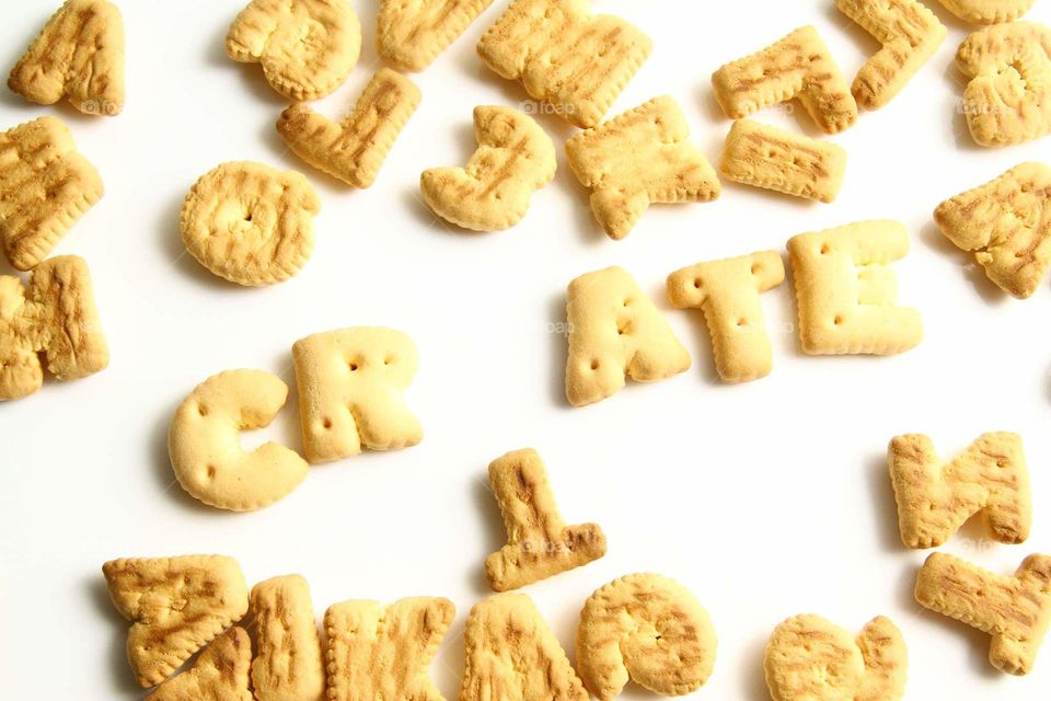 Word Create using alphabets biscuits 
