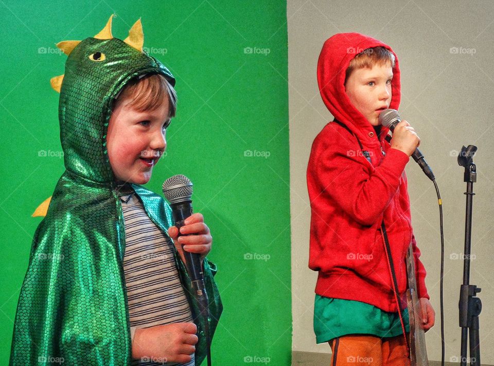 Young Boys Singing A Duet