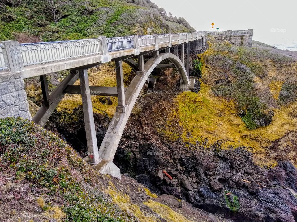 Mossy Covered Cliffs Connected By Historical Bridge Oregon "Take Me With You"