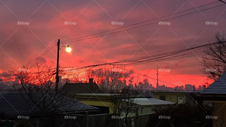 Red morning in Toronto 