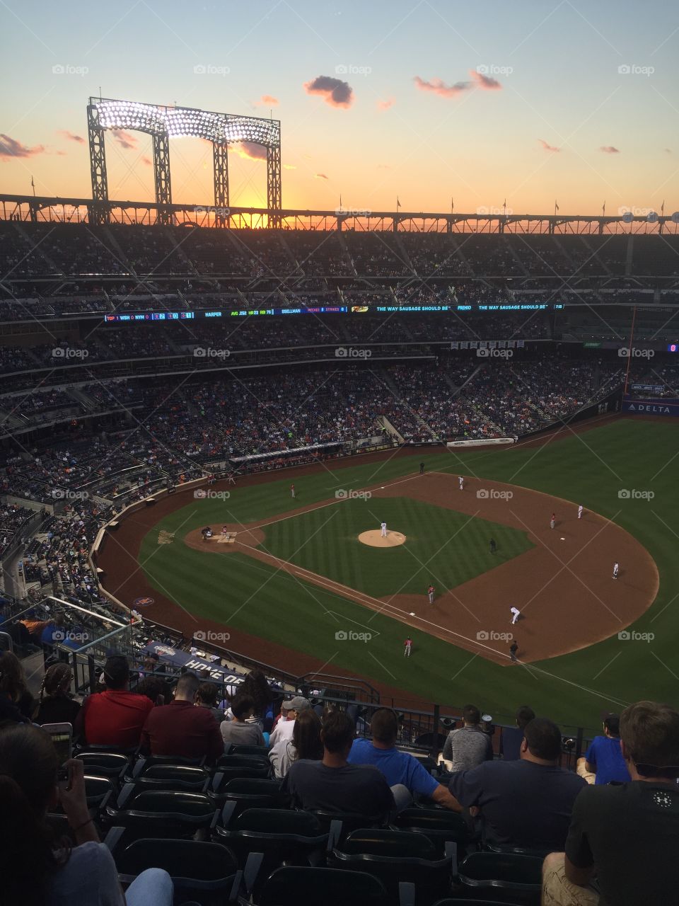 Baseball game at dusk