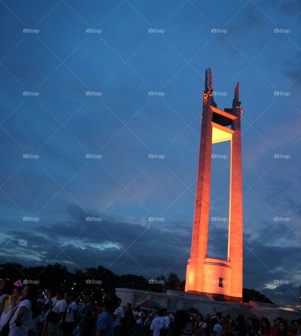 Quezon Memorial Circle at night.