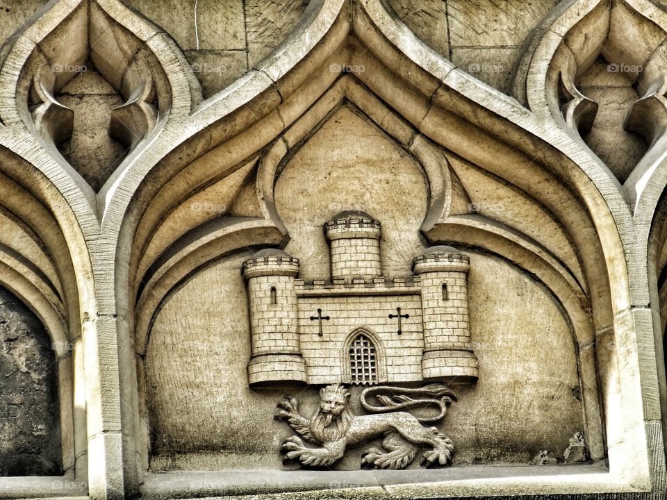 Castle sculpture on an old building