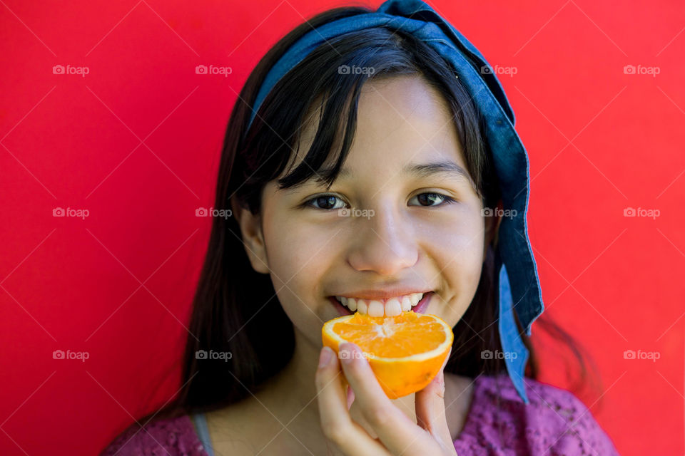 Eating an orange 