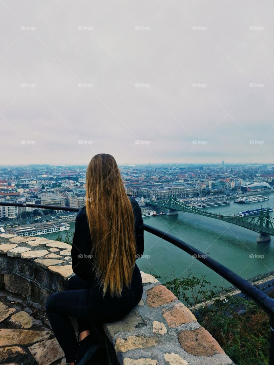 pretty girl hair and pretty landscape, Budapest, Hungary