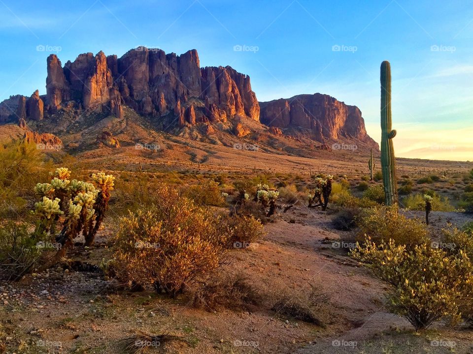 Superstition mountain and Arizona desert