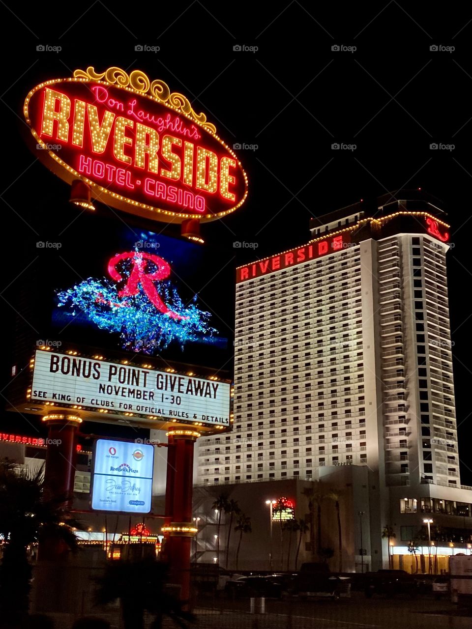 Riverside hotel in Laughlin Nevada at night 