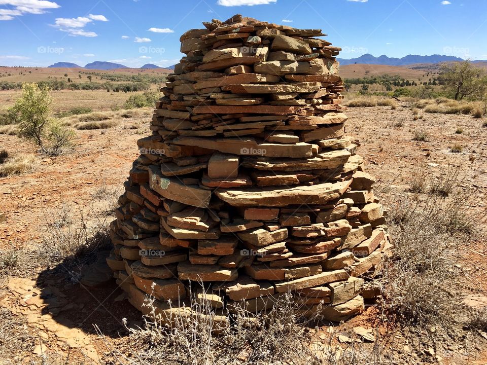 A cairn in the Australian outback in Flinders National Park South Australia 