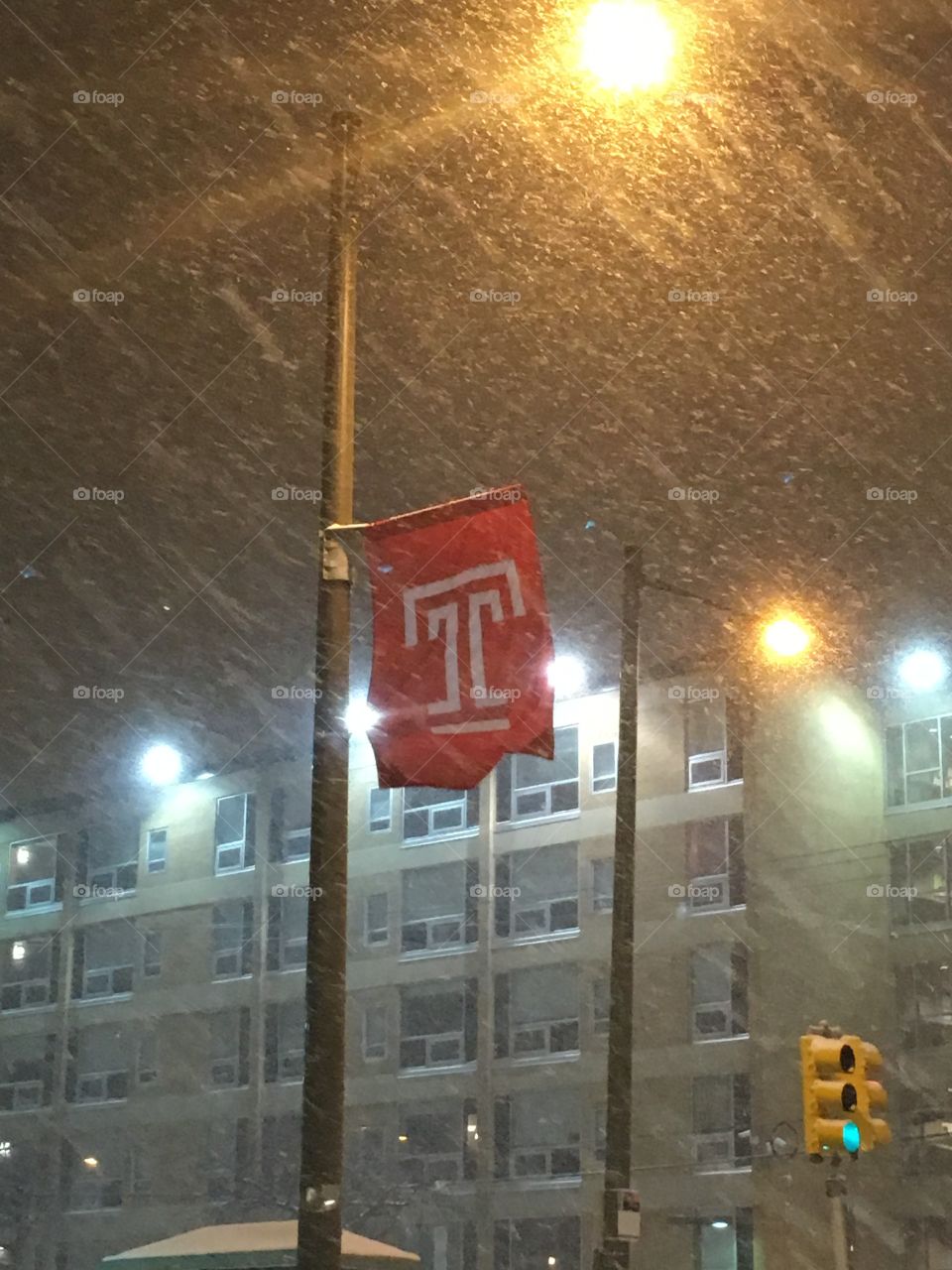 Temple University in the snow